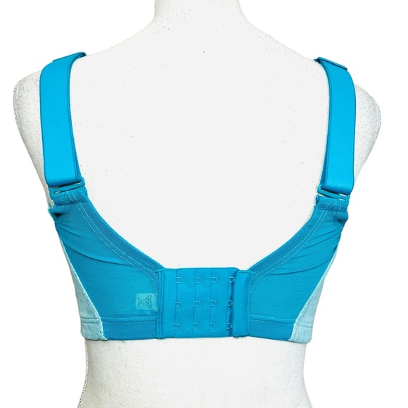 💥2/$15 Cacique turquoise lace & mesh no wire full coverage bra size 32H - Picture 4 of 11